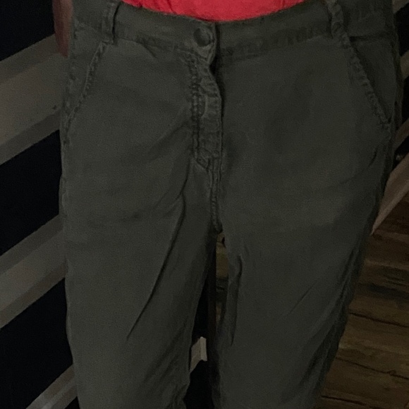 Zara Trafaluc Army Green Loose Trousers w/ Mesh Side Stripe Size 6 - Picture 12 of 13